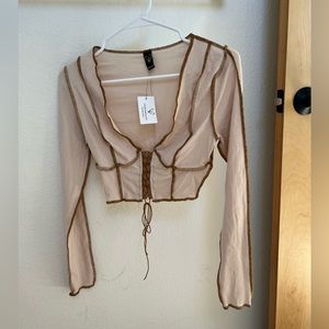Windsor lace up long sleeve top